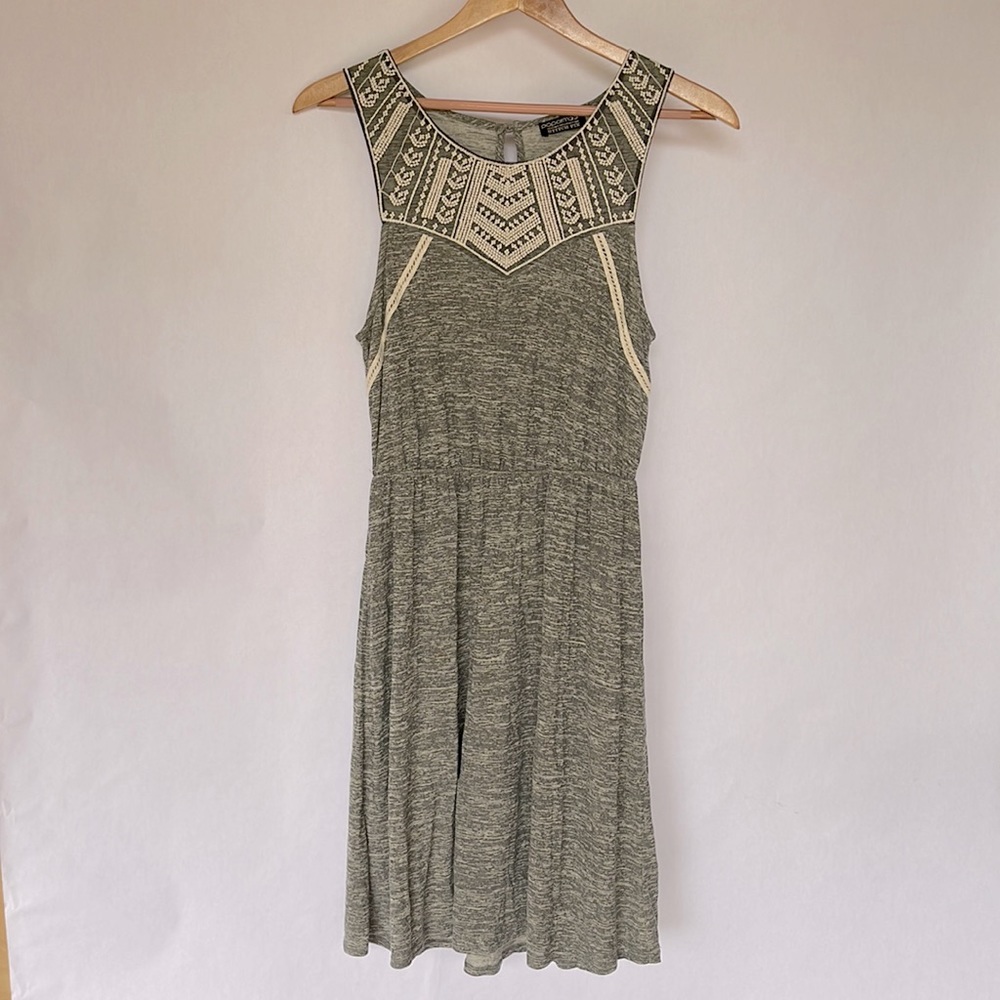 Stitch Fix Heather Gray Embroidered Tank Dress